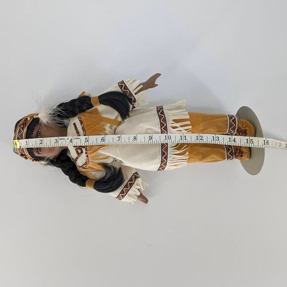 Vintage Ashley Bell Porcelain Native American Indian Doll with Baby and Stand - Picture 7 of 10